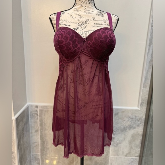 Carrie Amber Other - Carrie Amber Women's Babydoll Lingerie Burgundy